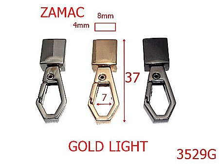 Carabine poseta - 3529G/CARABINA LACAS DREPTUNGHIULAR-8X3-mm---gold light---5D7-7C3/7C4--