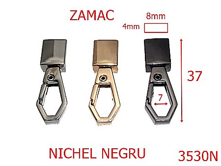 Carabine poseta - 3530N/CARABINA LACAS DREPTUNGHIULAR-8X3-mm---nichel negru--5P10-5G5-7C3/7C4/--