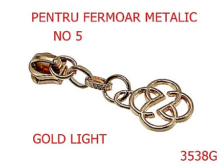 Cursori fermoar - 3538G/CURSOR FERMOAR METALIC NR 5-NO5-mm---gold light-----