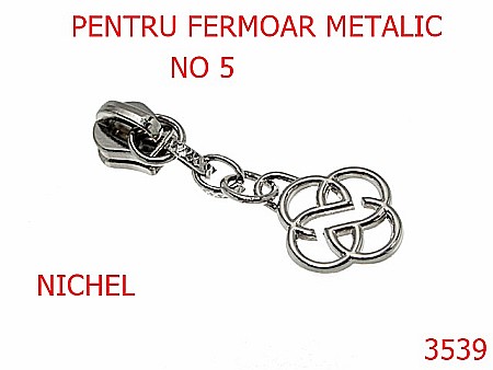 Cursori fermoar - 3539/CURSOR FERMOAR METALIC NR 5-NO5-mm---nichel-----