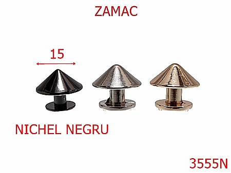 Accesorii metalice pentru marochinarie - 3555N/CIUPERCUTE  15 mm.-15-mm---nichel negru---AF4-AF3-AF2-2F2--