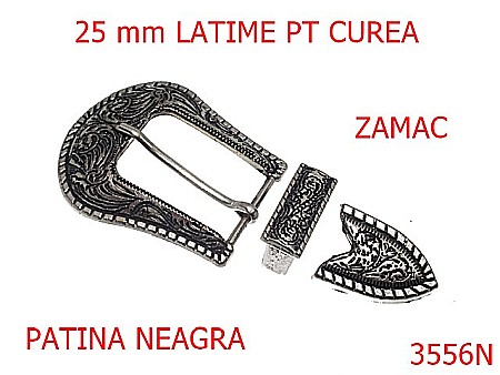 Accesorii metalice pentru marochinarie - 3556N/CATARAMA WESTERN 25mm-25-mm---negru-7A7--7C7--