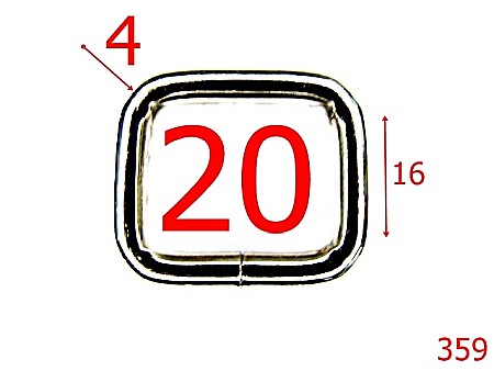 Inele dreptunghiulare - 359/INEL DREPT 2CM-20-mm-4-nichel---3J7-3J8/3H4-5I7-U40