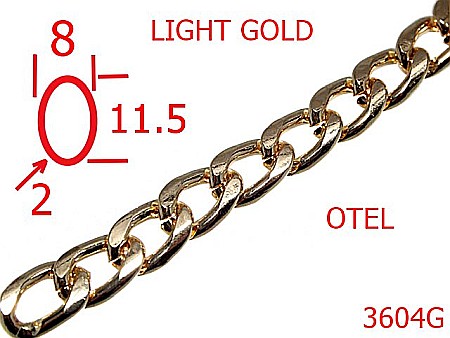 Lant poseta otel - 3604G/LANT POSETA OTEL-8-mm-2-gold light-----