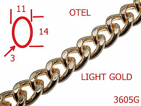 Lant poseta otel - 3605G/LANT POSETA OTEL-11-mm-3-gold light---13D4--