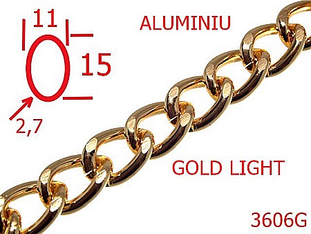 Lant poseta aluminiu - 3606G/LANT POSETA ALUMINIU-11-mm-2.7-gold light-----