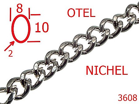 Lant poseta otel - 3608/LANT POSETA OTEL-8-mm-2-nichel-----