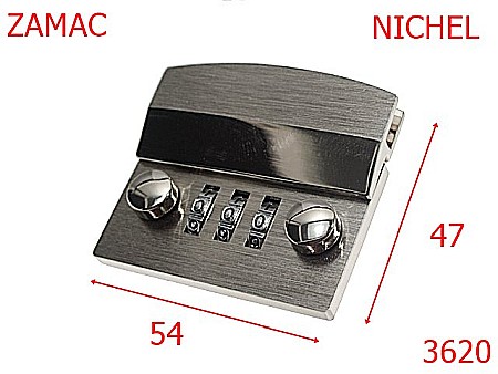 Inchizatori servieta - 3620/INCHIZATOARE CU CIFRU-54X47-mm---nichel---12G12--