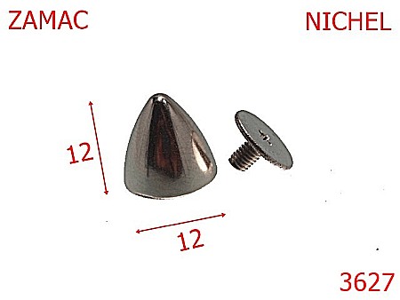 Accesorii metalice pentru marochinarie - 3627/CRAMPON ZGARDA-12-mm---nichel-AA19--10D25--