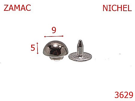 Bumbi ornamentali - 3629/BUMB SEMISFERIC-9-mm---nichel-AE12--10B25--