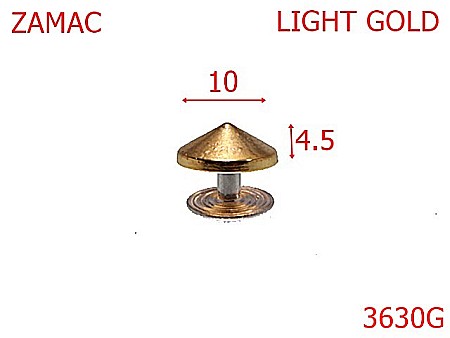 Accesorii metalice pentru marochinarie - 3630G/ORNAMENT CONIC -10-mm---gold light---AE7
