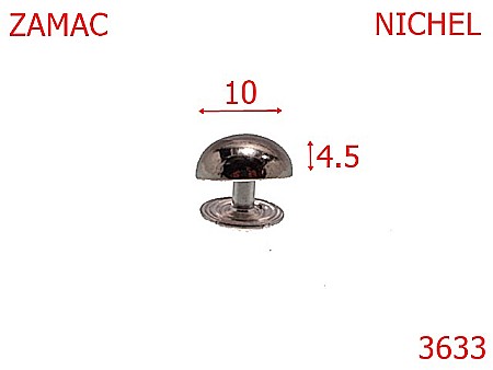 Bumbi ornamentali - 3633/BUMB SEMISFERIC-10-mm---nichel---14C17/9D7--