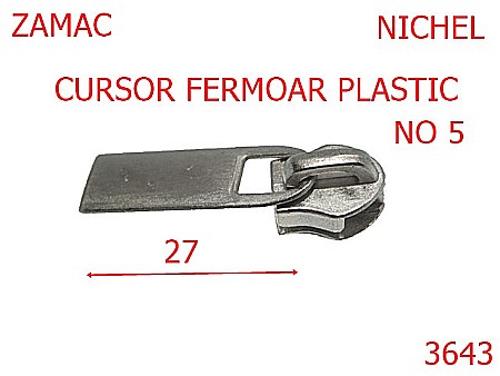 Cursori fermoar - 3643/CURSOR FERMOAR PLASTIC-NO 5-mm---nichel------