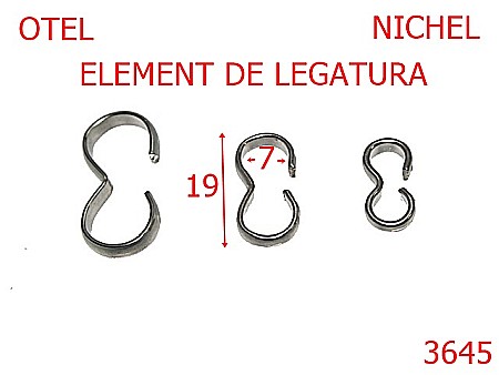 Accesorii metalice pentru marochinarie - 3645/ELEMENT DE LEGATURA-7-mm---nichel-21 D 5----
