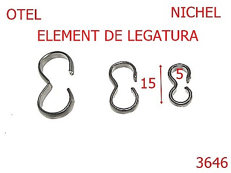 Accesorii metalice pentru marochinarie - 3646/ELEMENT DE LEGATURA-5-mm---nichel-21 D 5----
