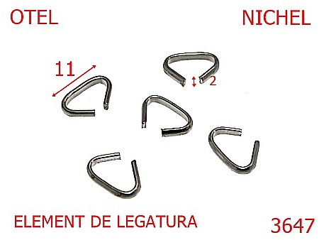 Accesorii metalice pentru marochinarie - 3647/ELEMENT DE LEGATURA-11-mm---nichel-11C--11C4-7D8--