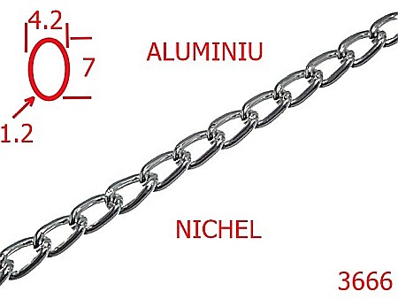Lant poseta aluminiu - 3666/LANT ALUMINIU  POSETA -4.2-mm-1.2-nichel---13K1/13L1--