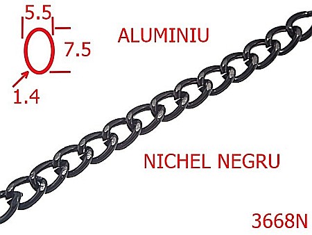 Lant poseta aluminiu - 3668N/LANT ALUMINIU  POSETA -5.5-mm-1.4-nichel negru---13K1/13L1--