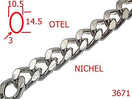 Lant poseta otel - 3671/LANT OTEL  POSETA -10.5-mm-3-nichel---14L5--