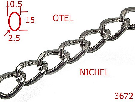 Lant poseta otel - 3672/LANT OTEL  POSETA -10.5-mm-2.5-nichel---14K4--