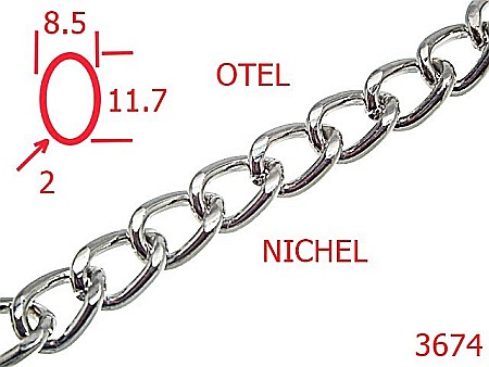 Lant poseta otel - 3674/LANT OTEL  POSETA -8.5-mm-2-nichel---14J5--