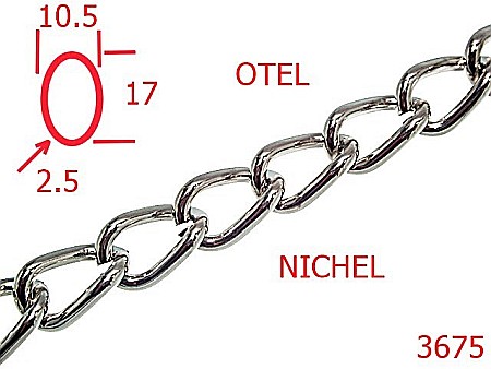 Lant poseta otel - 3675/LANT OTEL  POSETA -10.5-mm-2.5-nichel---14L2--