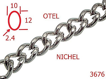 Lant poseta otel - 3676/LANT OTEL  POSETA -10-mm-2.4-nichel---14J8--