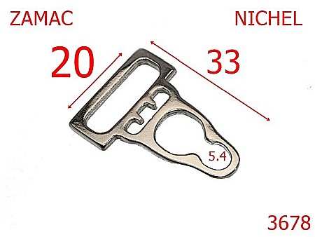Accesorii metalice pentru marochinarie - 3678/ORNAMENT TIP PORTJARTIER-20-mm---nichel---14F15--
