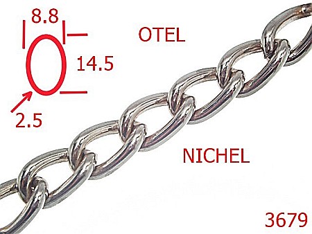 Lant poseta otel - 3679/LANT OTEL  POSETA -8.8-mm-2.5-nichel---14D8--