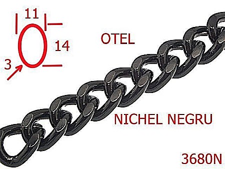 Lant poseta otel - 3680N/LANT OTEL  POSETA -11-mm-3-nichel negru---14H4--