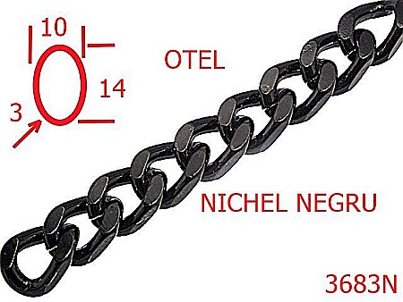 Lant poseta otel - 3683N/LANT OTEL  POSETA -10-mm-3-nichel negru---14G9--