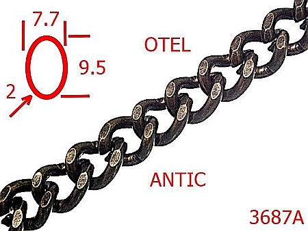 Lant poseta otel - 3687A/LANT OTEL  POSETA -7.7-mm-2-antic---14I8--