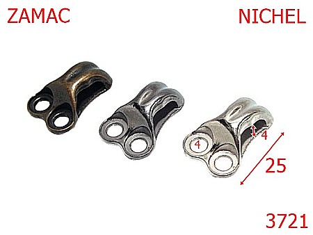 Accesorii metalice pentru marochinarie - 3721/CARLIG DUBLU BOCANC -4.5-mm---nichel---14B18--