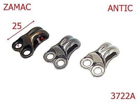 Accesorii metalice pentru marochinarie - 3722A/CARLIG DUBLU BOCANC -4.5-mm---antic---14D17--