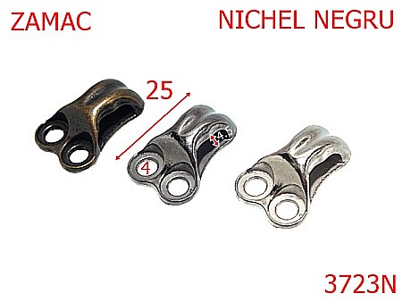 Accesorii metalice pentru marochinarie - 3723N/CARLIG DUBLU BOCANC -4.5-mm---nichel negru---14B18--