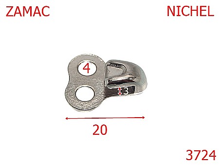 Accesorii metalice pentru marochinarie - 3724/CARLIG BOCANC  -3-mm---nichel---14D18--