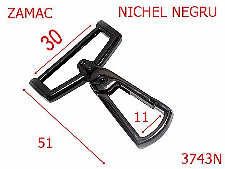 Carabine poseta - 3743N/CARABINA-30-mm---nichel negru---13F16/5A7--