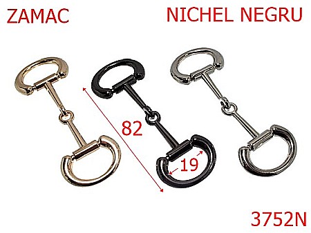 Accesorii metalice pentru marochinarie - 3752N/ORNAMENT ARTICULAT INCALTAMINTE-82-mm---nichel negru---14D16--