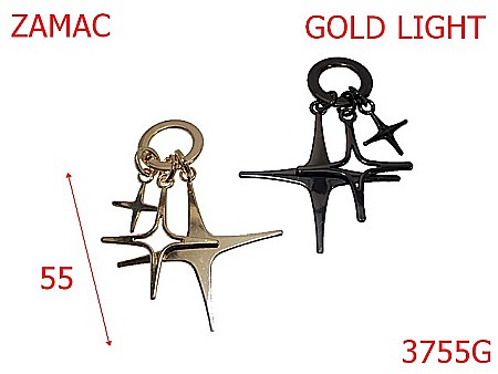 Accesorii metalice pentru marochinarie - 3755G/BRELOC ORNAMENT STELUTE-55-mm---gold light---13C18--