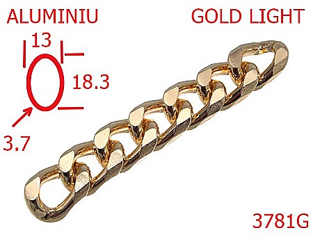 Lant poseta aluminiu - 3781G/LANT ALUMINIU-13-mm-3.7-gold light---13H6-13i18--