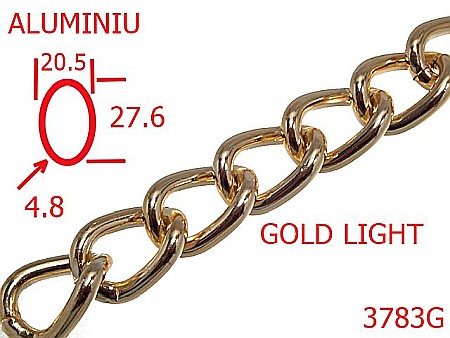 Lant poseta aluminiu - 3783G/LANT ALUMINIU-20.5-mm-4.8-gold light---13H15/13I15--