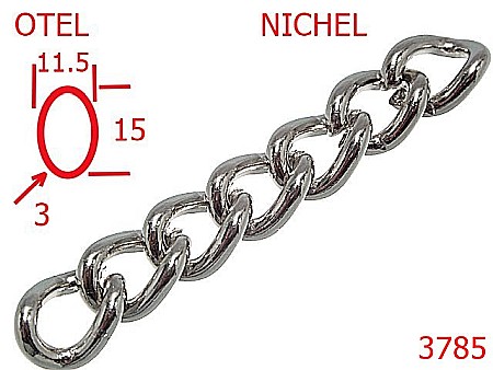 Lant poseta otel - 3785/LANT OTEL-11.5-mm-3-nichel--14B1-14C8/14J18--