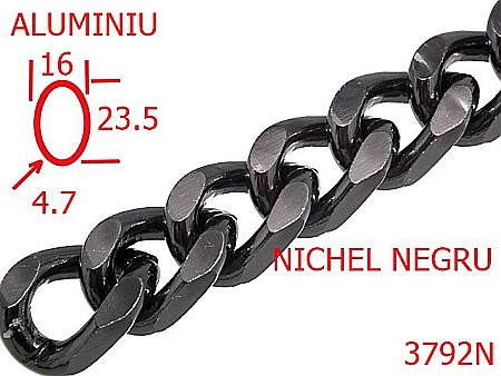 Lant poseta aluminiu - 3792N/LANT ALUMINIU-16-mm-4.7-nichel negru---13L16--