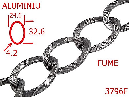 Lant poseta aluminiu - 3796F/LANT ALUMINIU-24-mm-4.2-fume---13K15/13L18--
