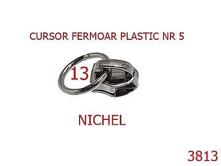 Cursori fermoar - 3813/CURSOR FERMOAR PLASTIC NR5-5-mm---nichel-----