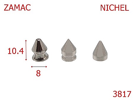 Accesorii metalice pentru marochinarie - 3817/CRAMPON ZAMAC-10.4-mm---nichel---10C21--