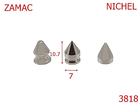 Accesorii metalice pentru marochinarie - 3818/CRAMPON ZAMAC-10.7-mm---nichel-AC24-AC 26-