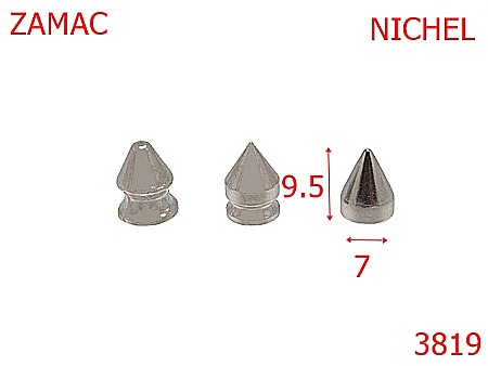 Accesorii metalice pentru marochinarie - 3819/CRAMPON ZAMAC-9.5-mm---nichel---10C25--