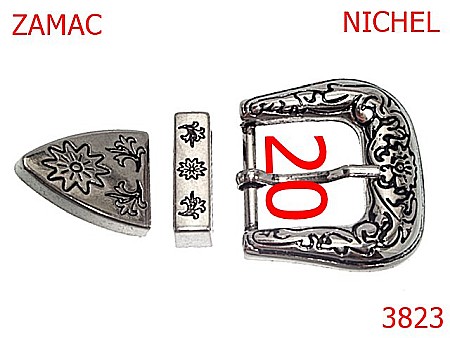 Accesorii metalice pentru marochinarie - 3823/CATARAMA 3 ELEMENTE -20-mm---nichel-12b15-12e16--14A13/14A14/14A15/12B14--