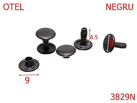Capse rapide - 3829N/CAPSA RAPIDA DUBLA-9-mm---negru-16C7-16C8----